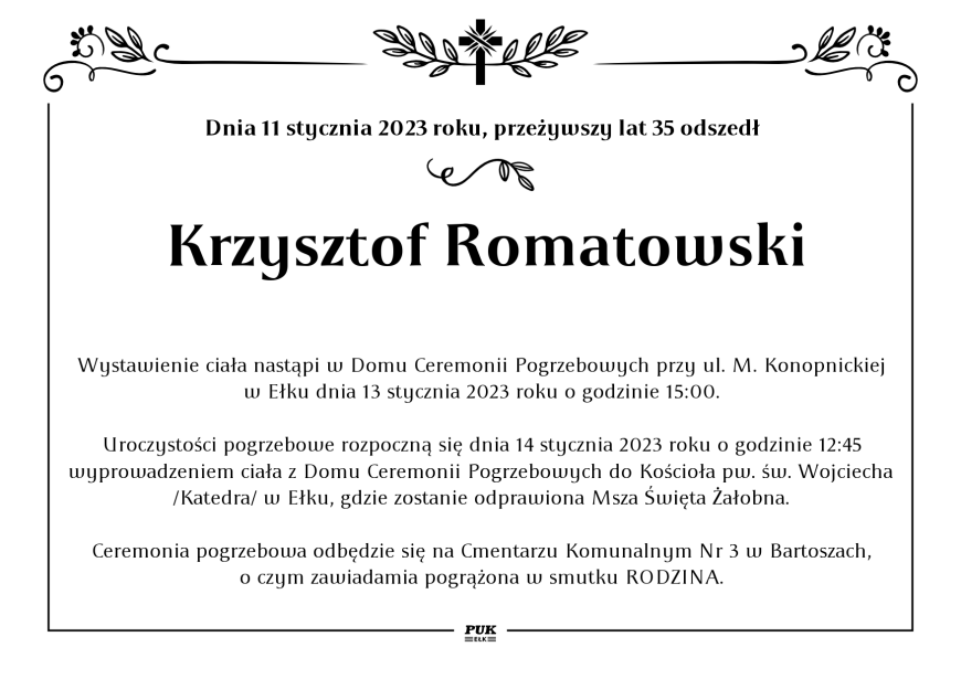 Krzysztof Romatowski - nekrolog
